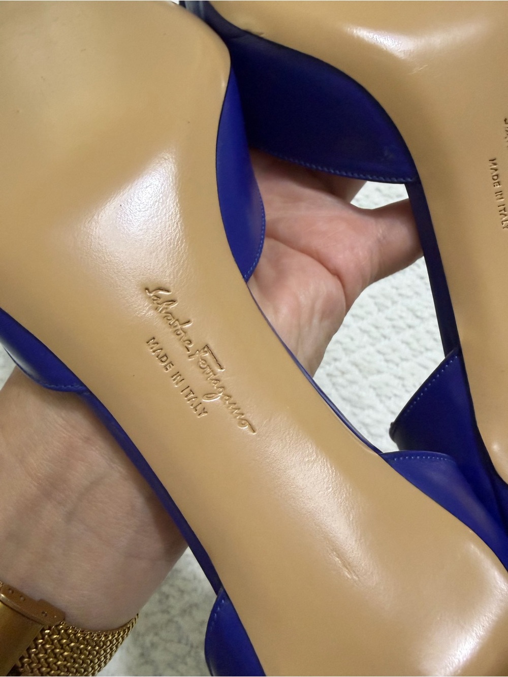 Salvatore Ferragamo Blue Leather Rietta Bow D'orsay Pointed Toe Women’s Size 10 - Picture 8 of 16